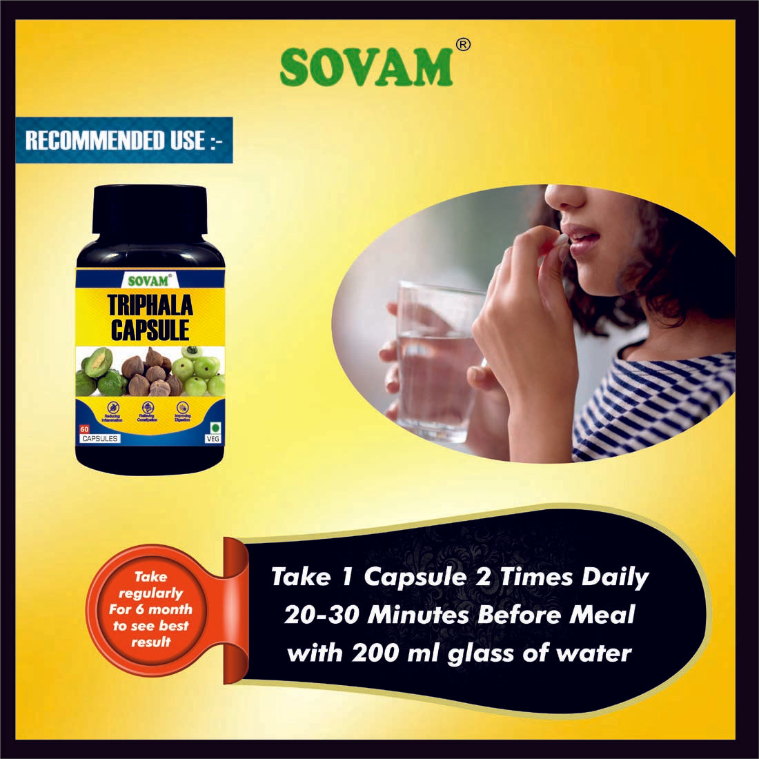 Sovam Triphala Ayurvedic 60 Capsules