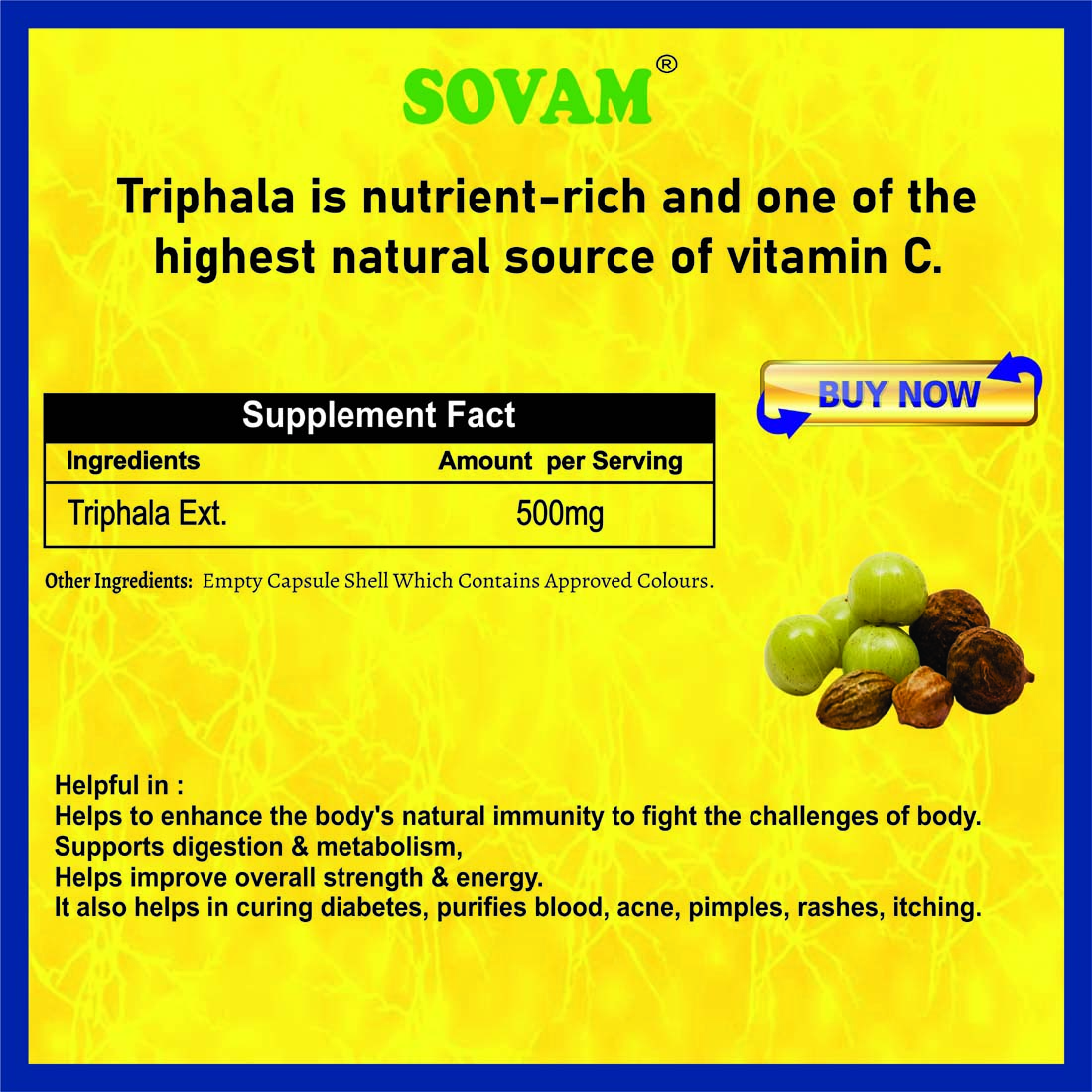 Sovam Triphala Ayurvedic 60 Capsules