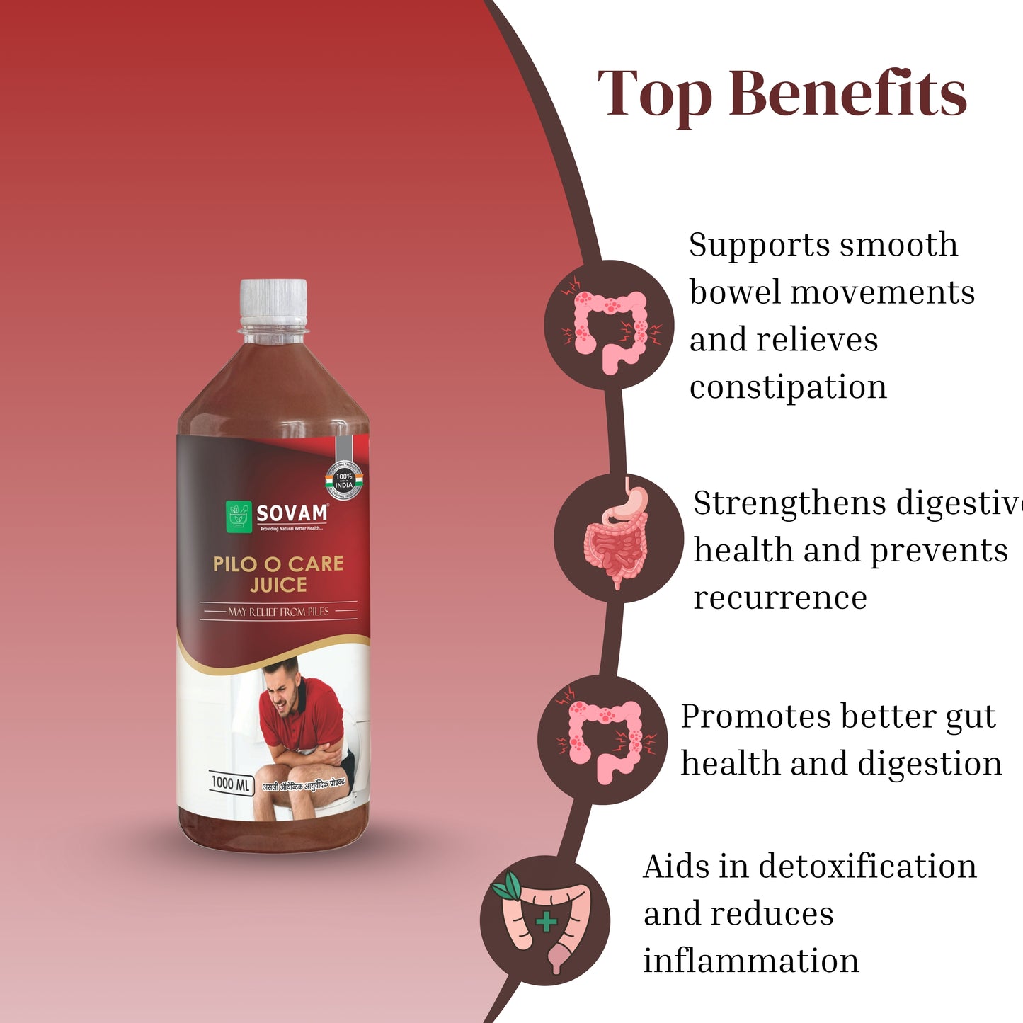 Piles Care Juice by Sovam | Herbal Relief (1L)