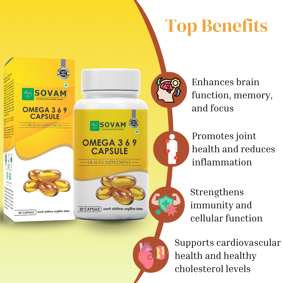 Omega 369 Soft Gel 30 Capsule Fish Oil capsule | Sovam Ayurveda