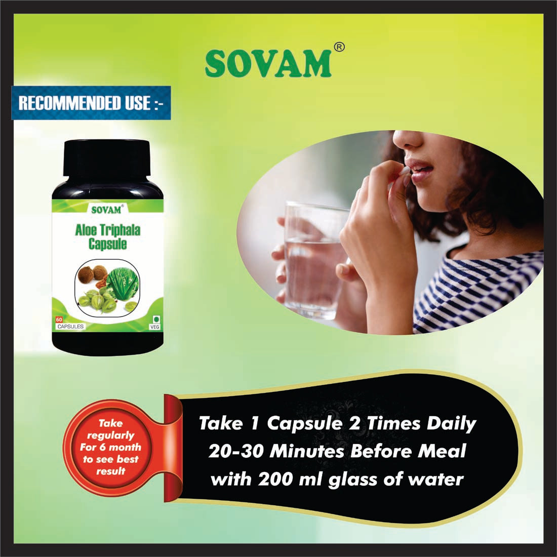 Sovam Aloevera Triphala 60 Capsules