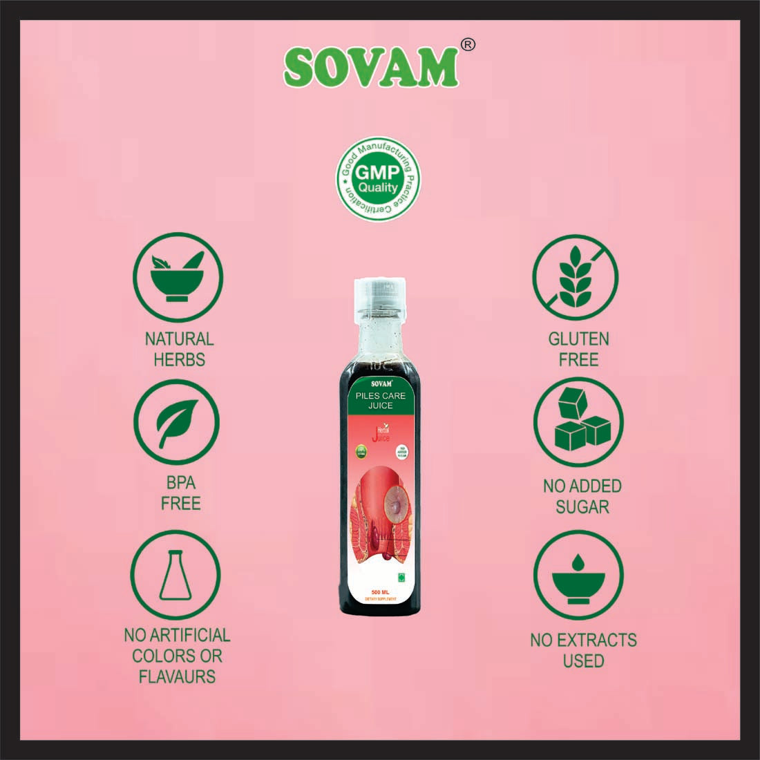 Pilo Care Juice 1000 ML Tyurvedic Tonic Piles | Sovam Ayurveda