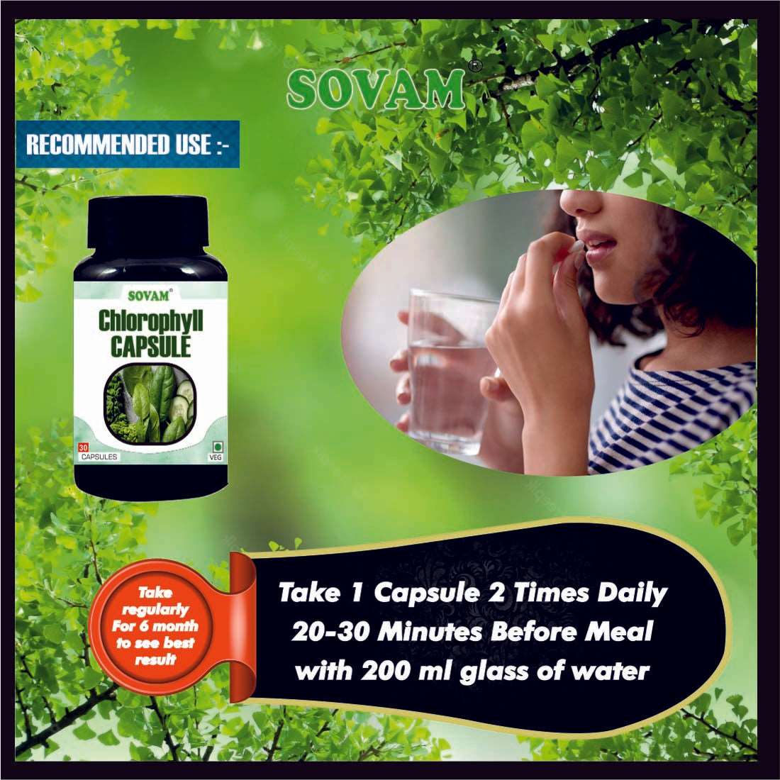 Chlorophyll Capsule For Healthy Digestion - 30 Capsule | Pack of 1