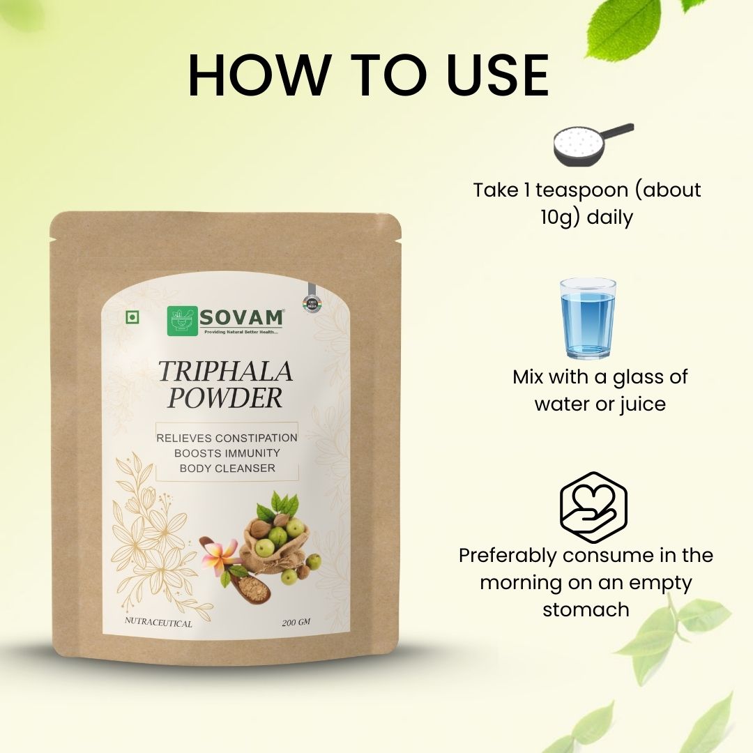 Sovam Triphala Powder (Emblica officinalis, Terminalia chebula & Terminalia bellirica) 200g