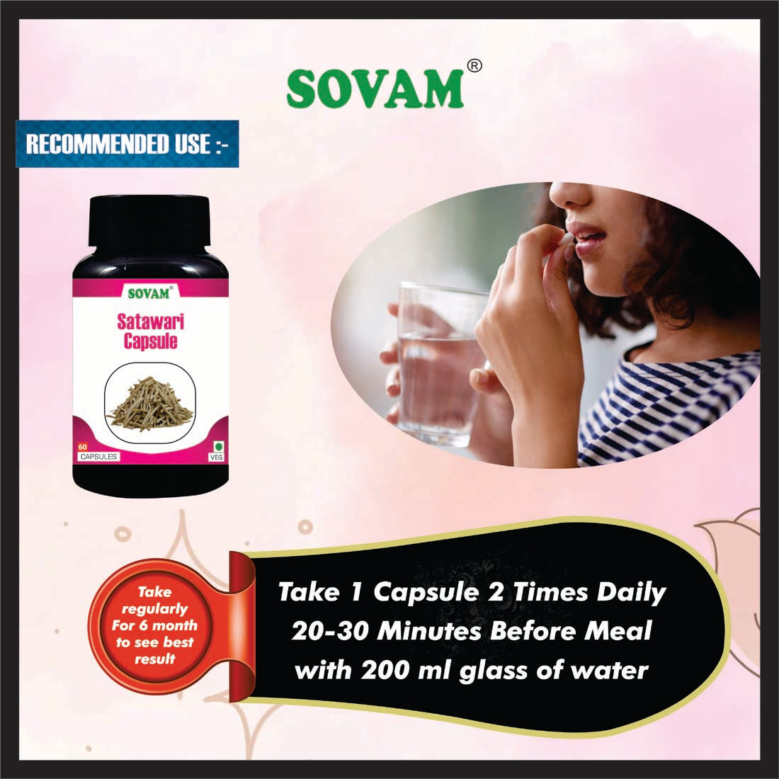 Sovam Shatavari 60 Capsule | Hormonal Balance | Restore Stamina and Energy