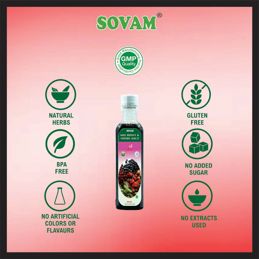 Sovam Mix Berry & Herbs Juice 500ml