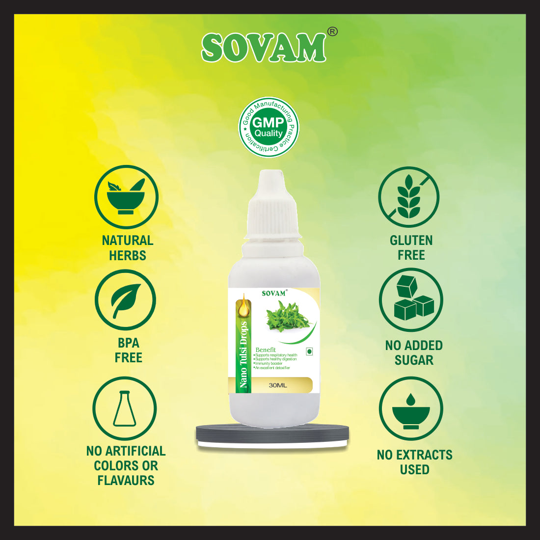 Nano Tulsi Drops 30ml herbal tulsi water drop | Sovam Ayurveda