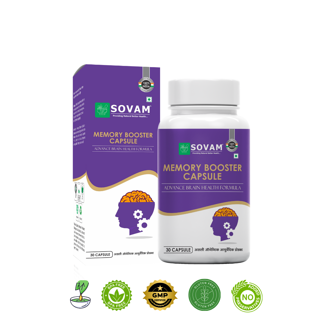 Memory Booster Capsules - Natural Ayurvedic Brain & Focus Enhancement Supplement
