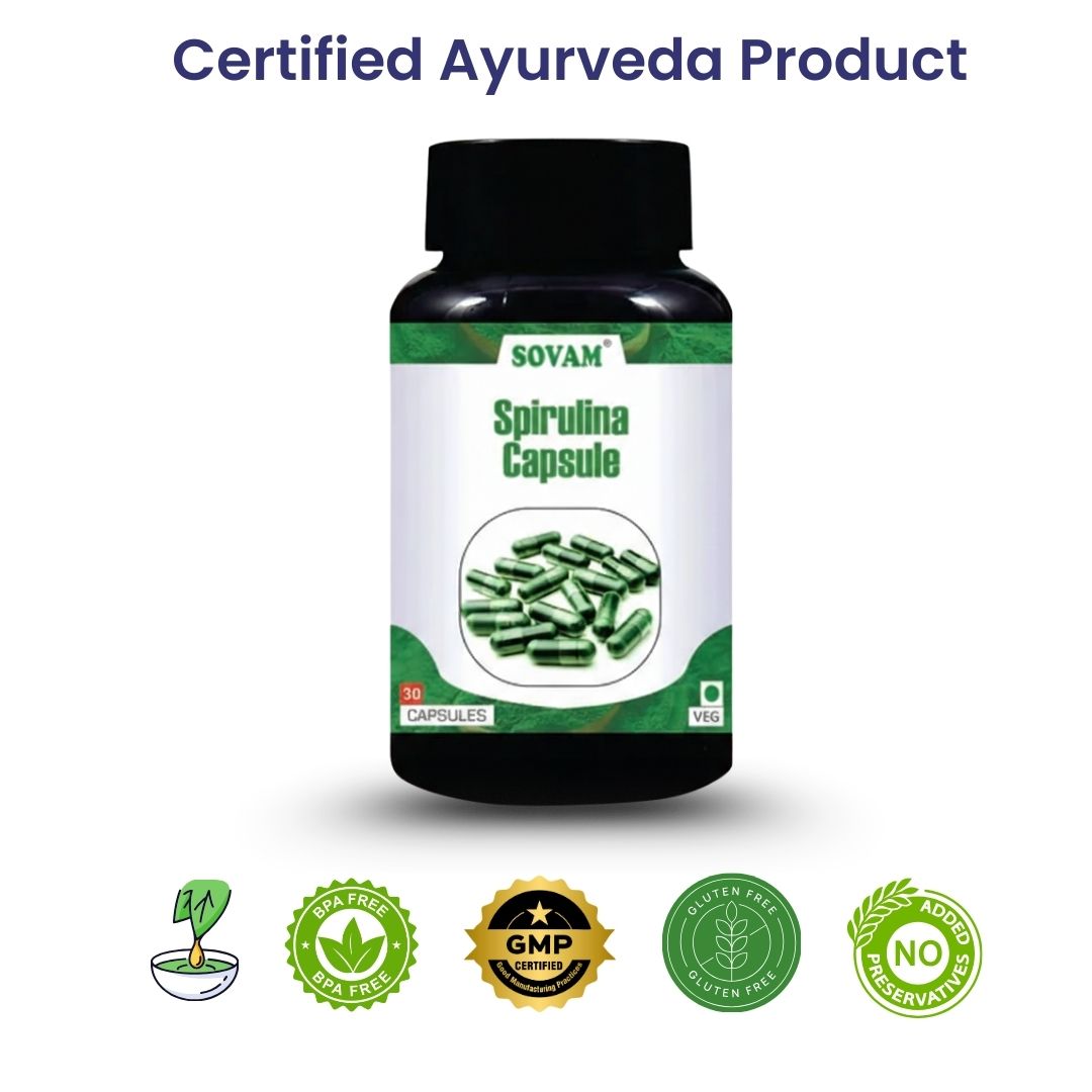 Sovam Spirulina Capsules 30 Caps – Plant Protein & Daily Nutrition Support