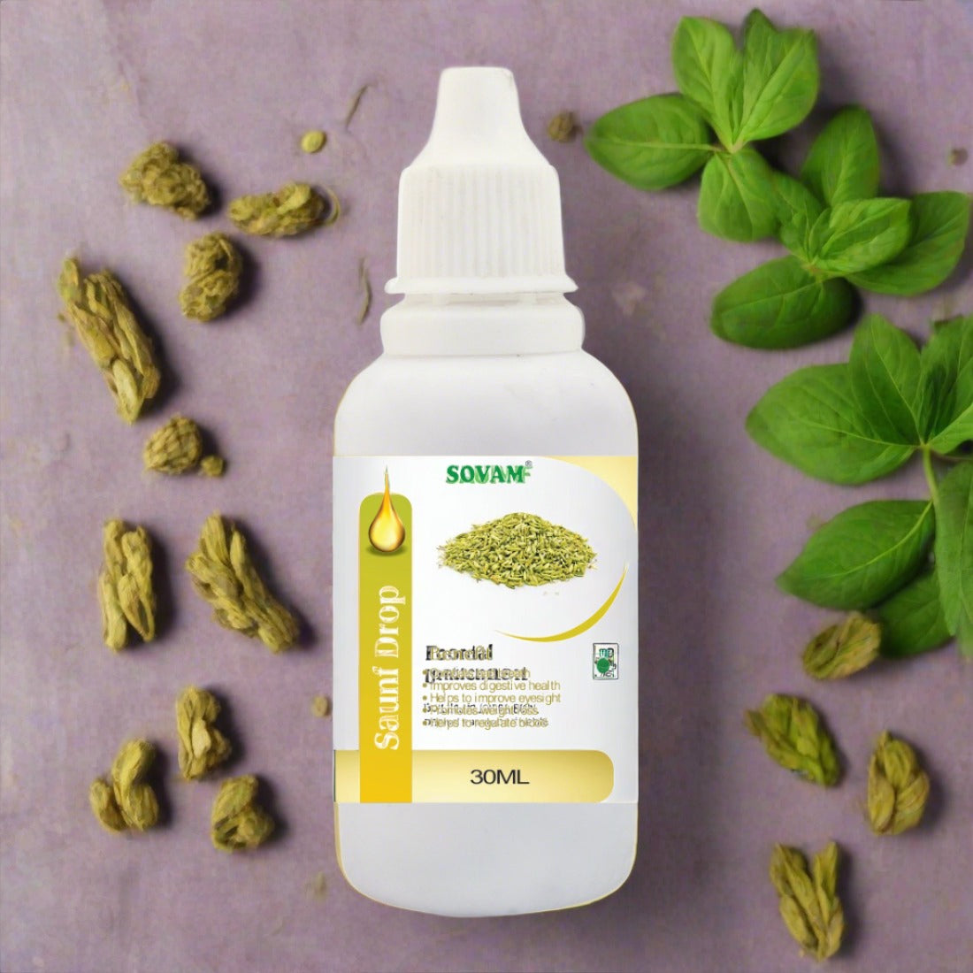 Sovam Saunf Juice Drops 30Ml , Pure Fennel Seed Drops Supports Digestions