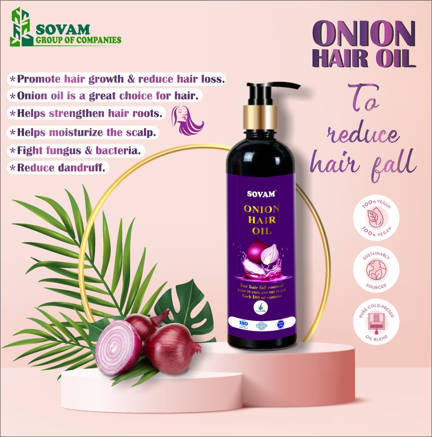 Onion Hair Oil for Hair best hair care products | Sovam Ayurveda