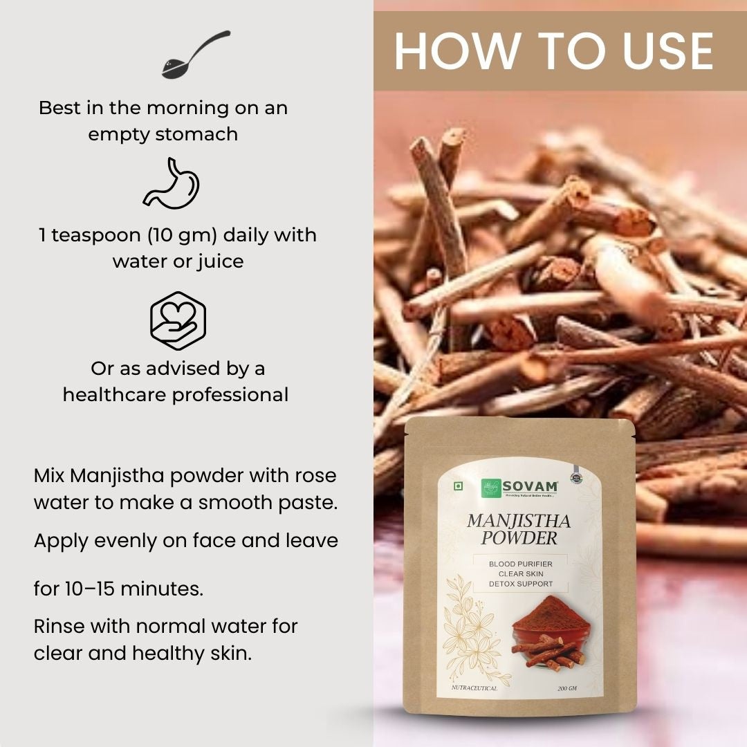 Sovam Manjistha Powder (Rubia cordifolia) 200g