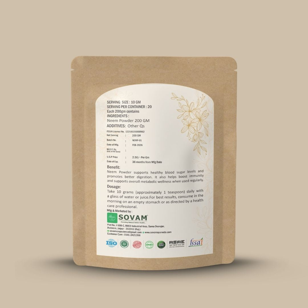 Sovam Neem Powder (Azadirachta indica) 200g