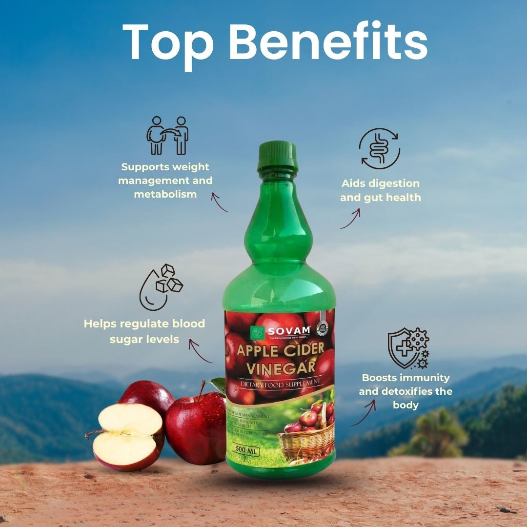 Sovam Apple Cider Vinegar 500ml – Raw, Unfiltered & With Mother