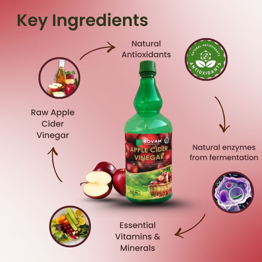 Sovam Apple Cider Vinegar 500ml – Raw, Unfiltered & With Mother
