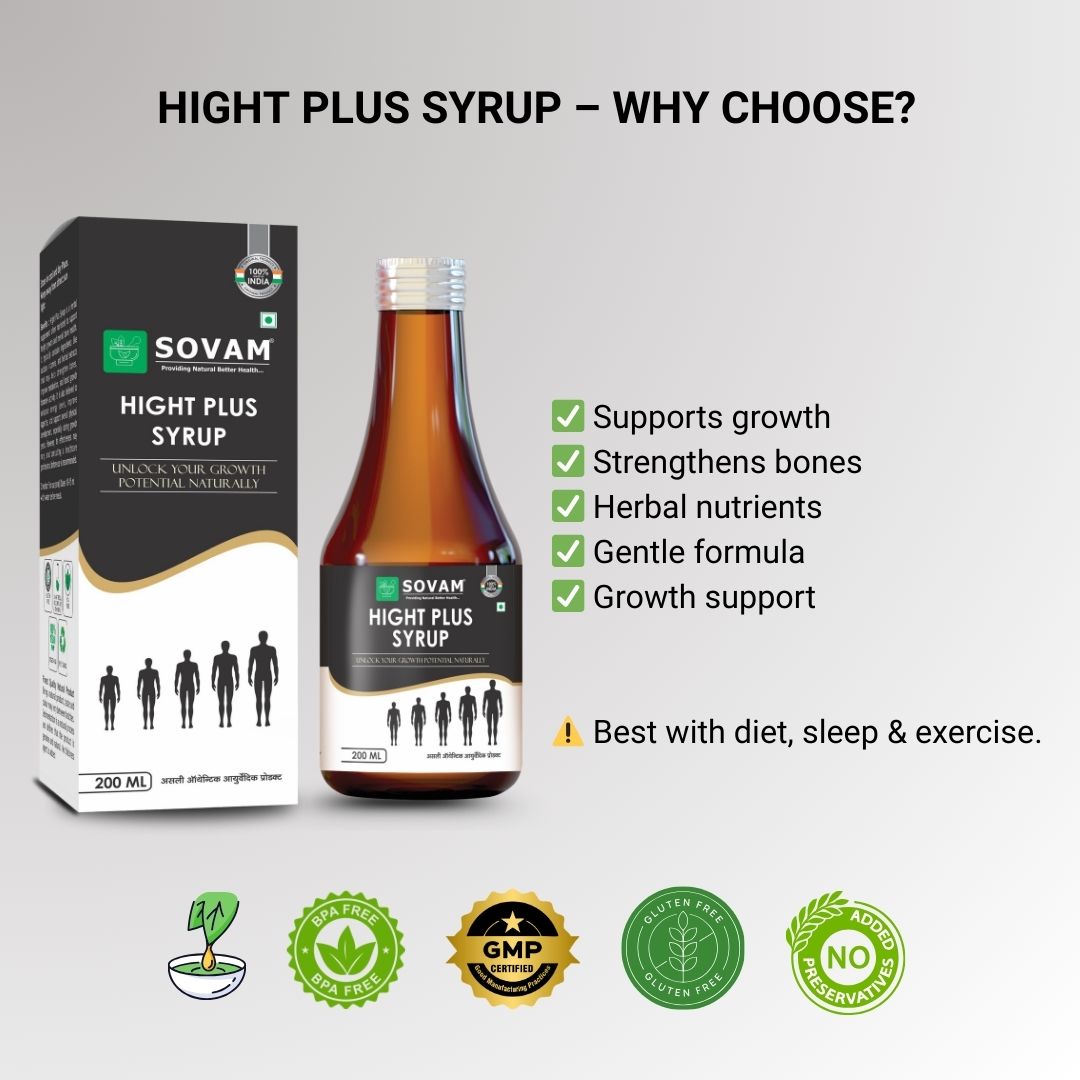 Sovam Height Plus Syrup 200ml | Ayurvedic Herbal Wellness Drink