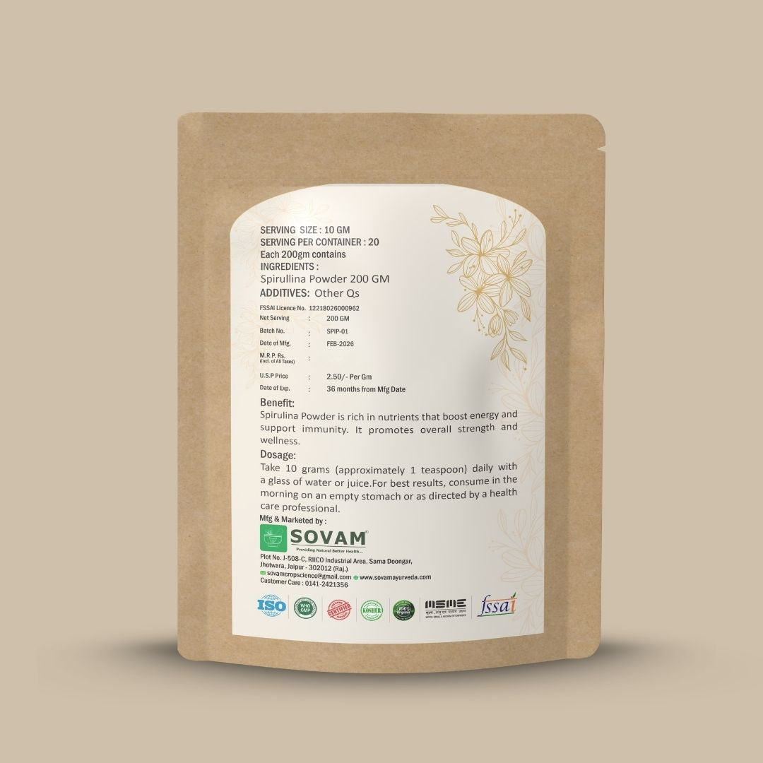 Sovam Spirulina Powder (Arthrospira platensis) 200g