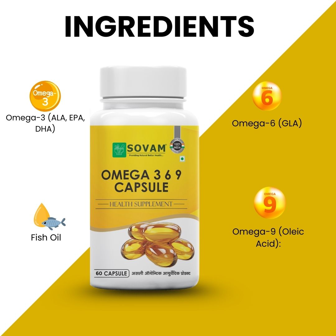 Sovam Omega 3-6-9 Soft Gel Capsules 60 Caps – Heart, Brain & Daily Wellness Support