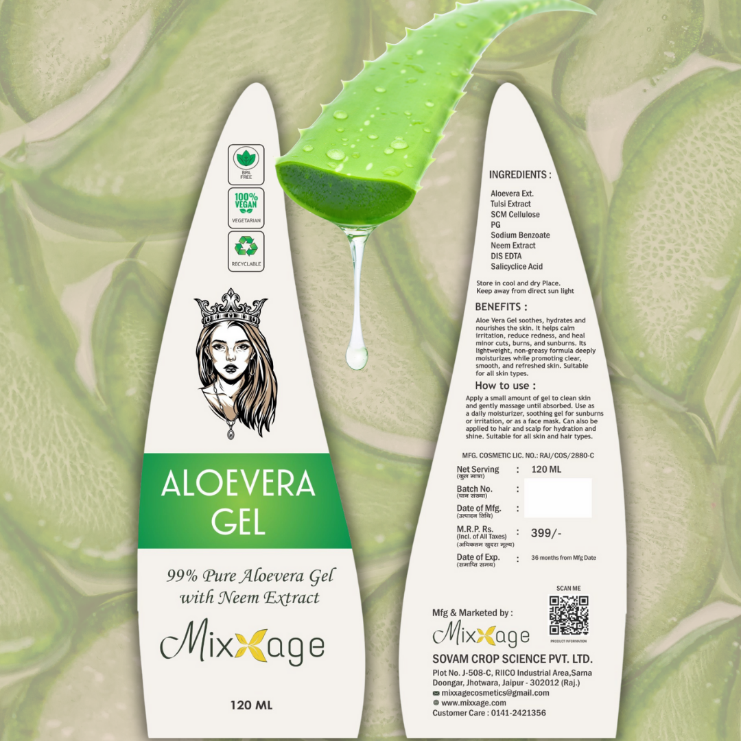 Mixxage Aloe Vera Gel With Neem Extract - 120ml