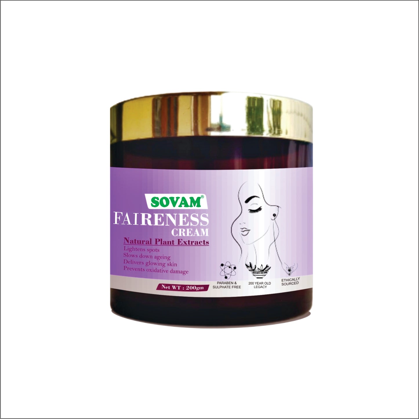 Herbal Fairness Cream Skin Brightening Cream 100Gm | Sovam Ayurveda