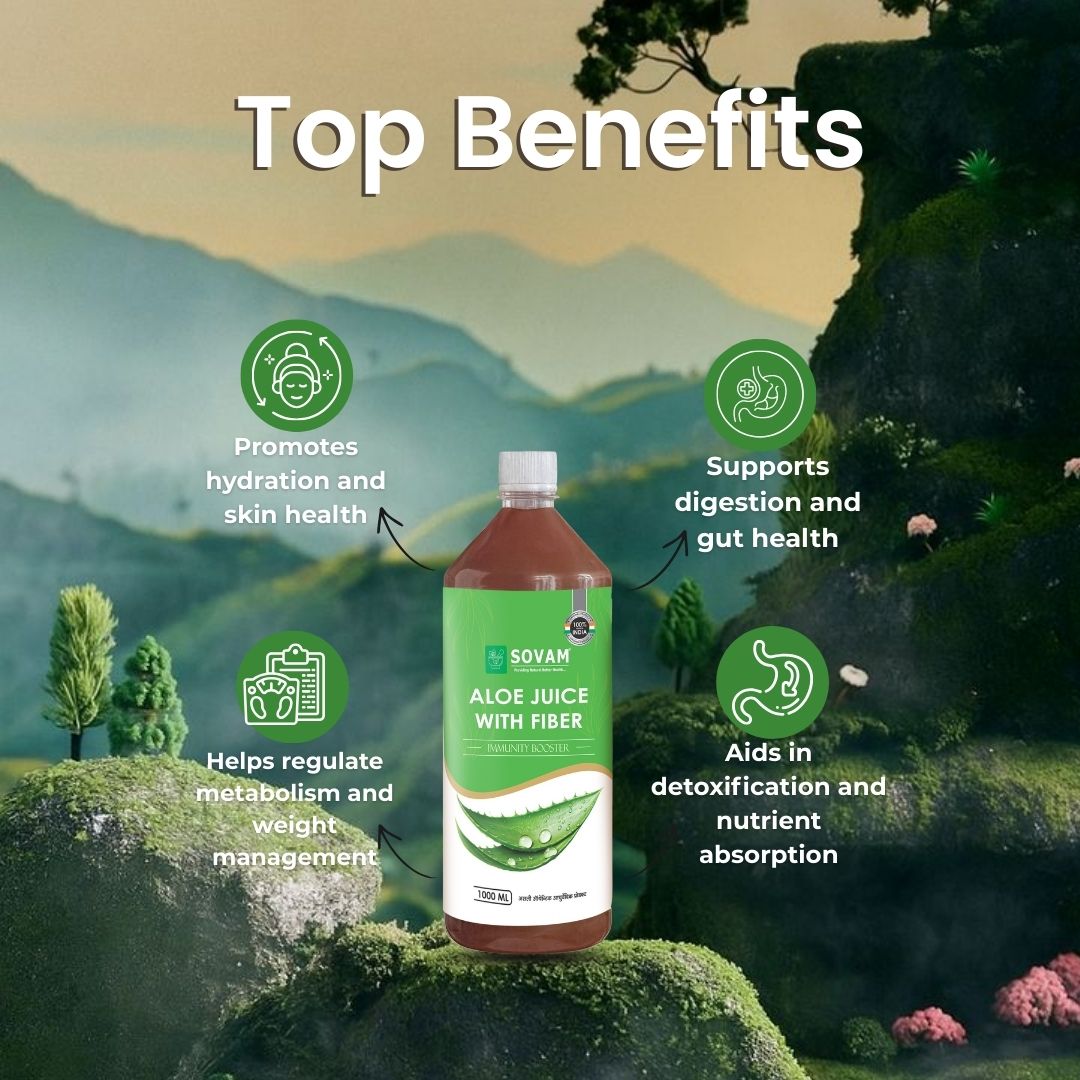 Sovam Ayurveda Aloe Vera Juice with Fiber | Herbal Wellness Drink for Daily Routine