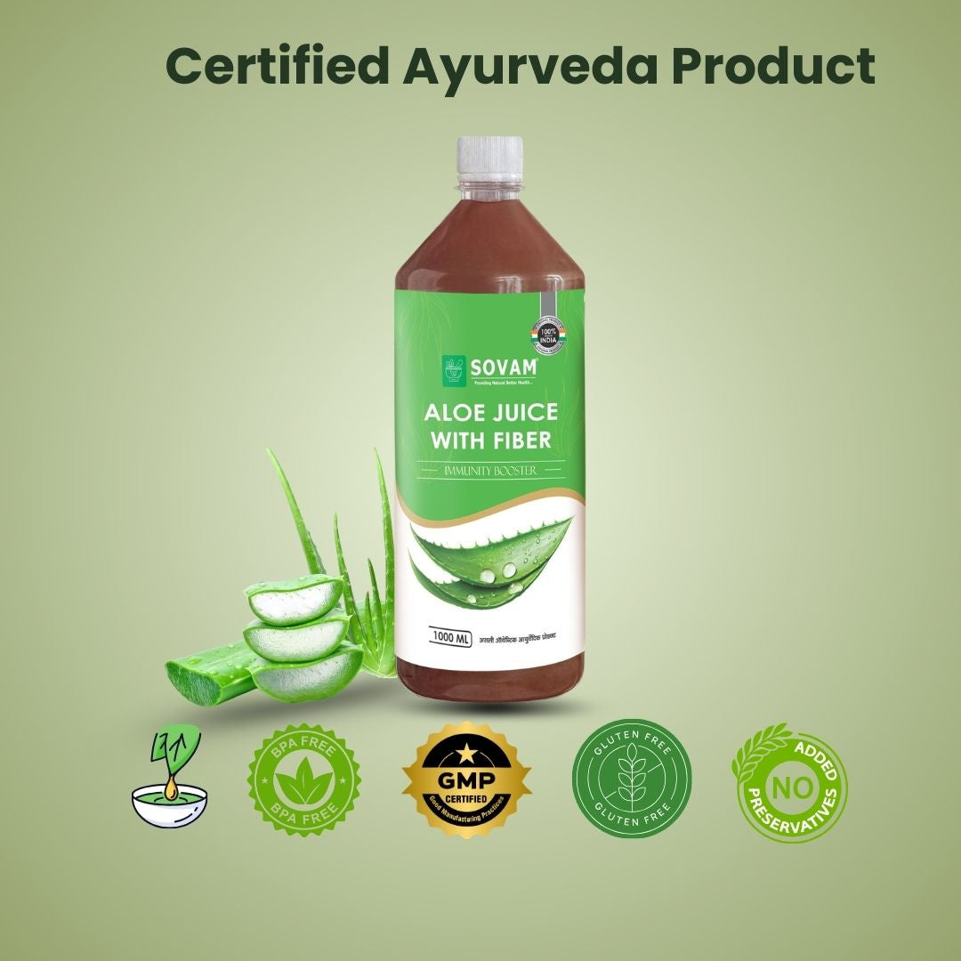 Sovam Ayurveda Aloe Vera Juice with Fiber | Herbal Wellness Drink for Daily Routine