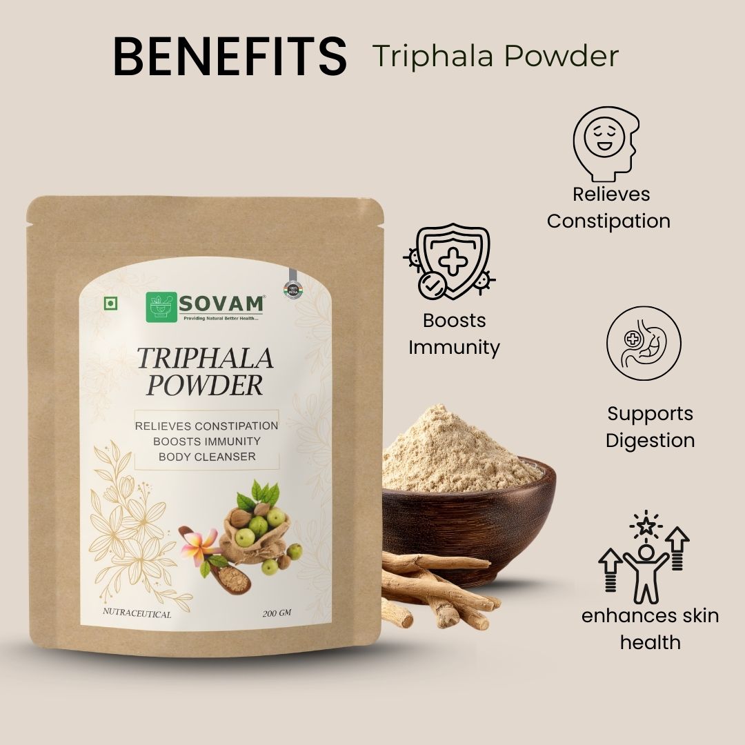Sovam Triphala Powder (Emblica officinalis, Terminalia chebula & Terminalia bellirica) 200g