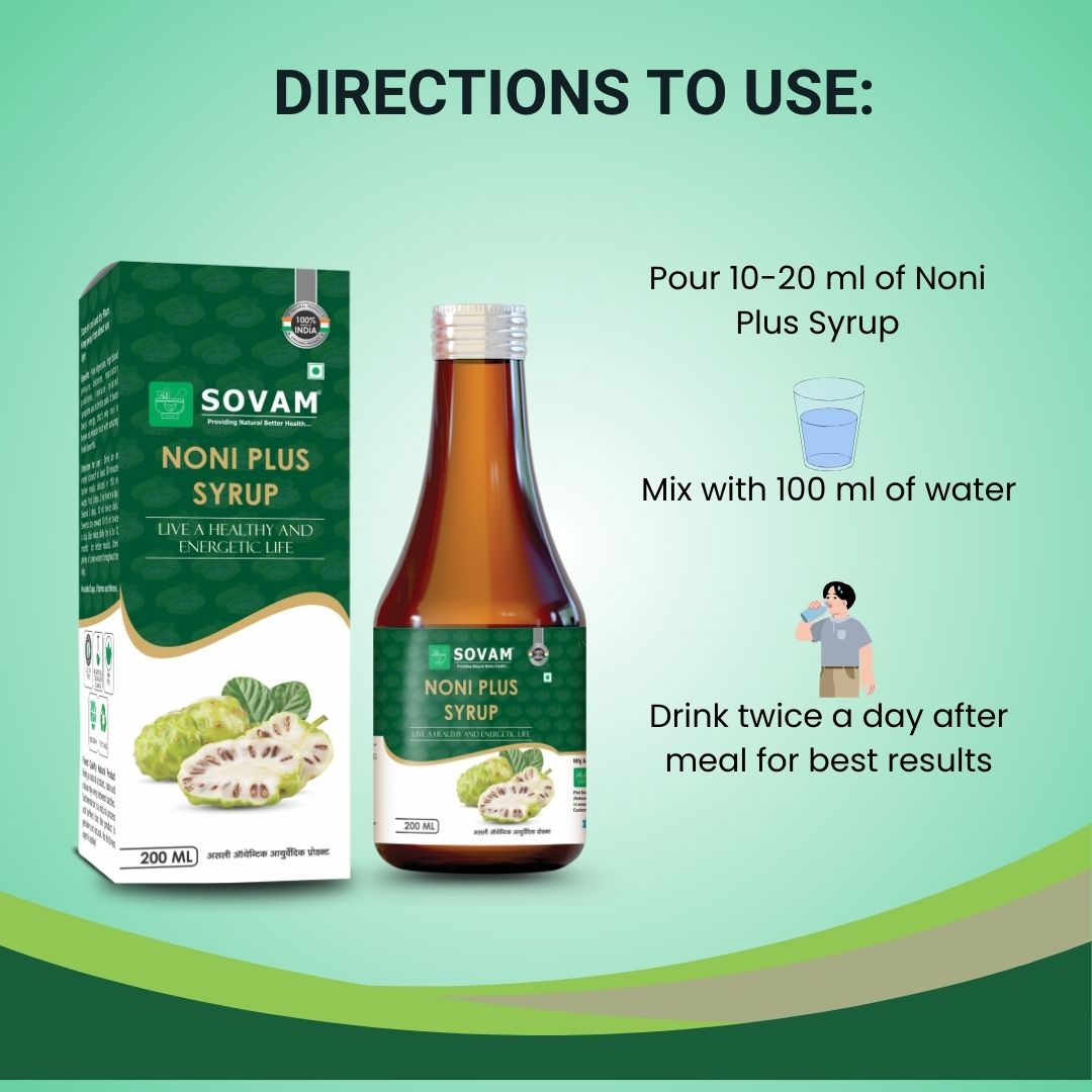 Sovam Noni Plus Syrup 200ml | Noni, Ashwagandha & Tulsi – Antioxidant Wellness Support