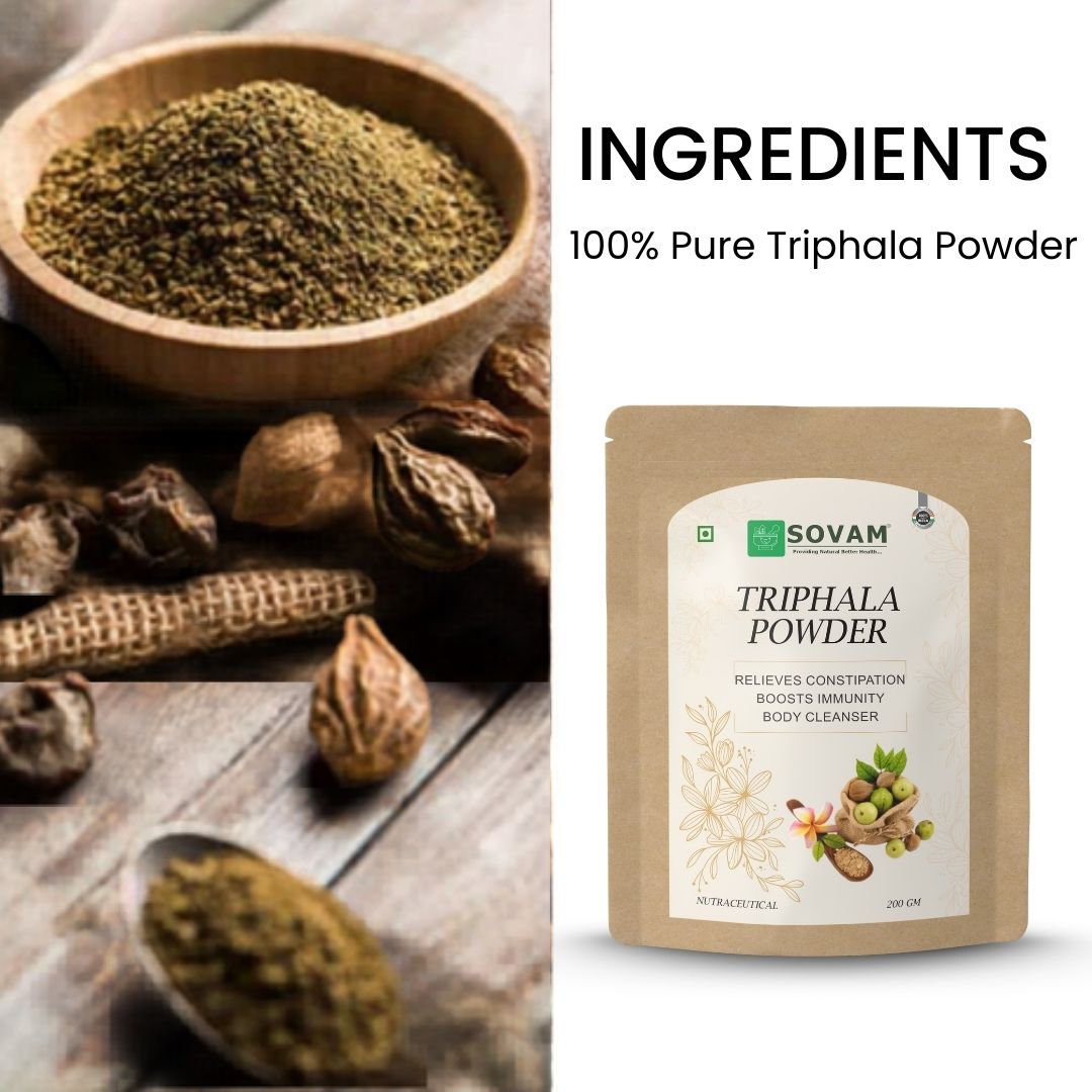 Sovam Triphala Powder (Emblica officinalis, Terminalia chebula & Terminalia bellirica) 200g