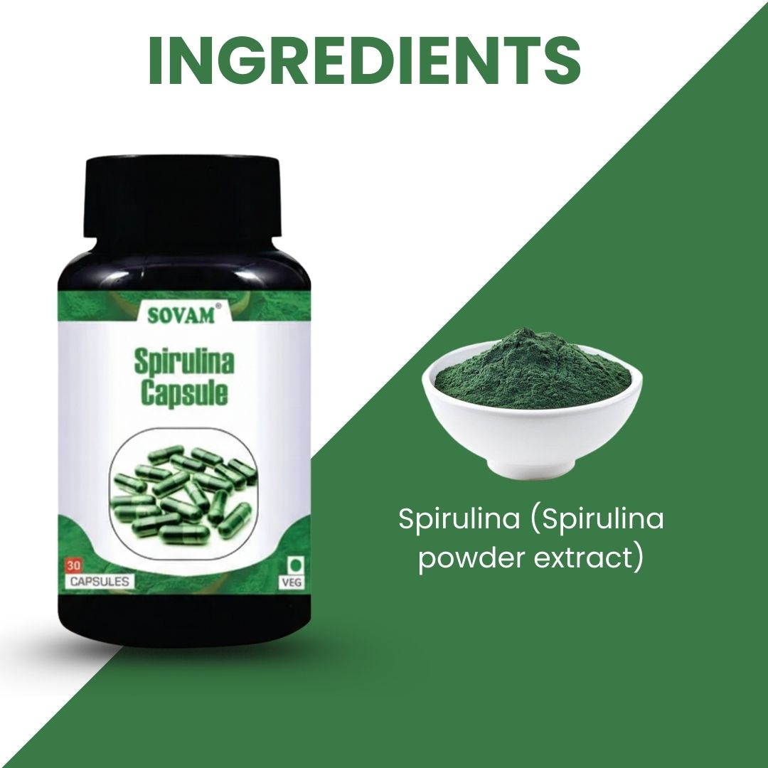 Sovam Spirulina Capsules 30 Caps – Plant Protein & Daily Nutrition Support