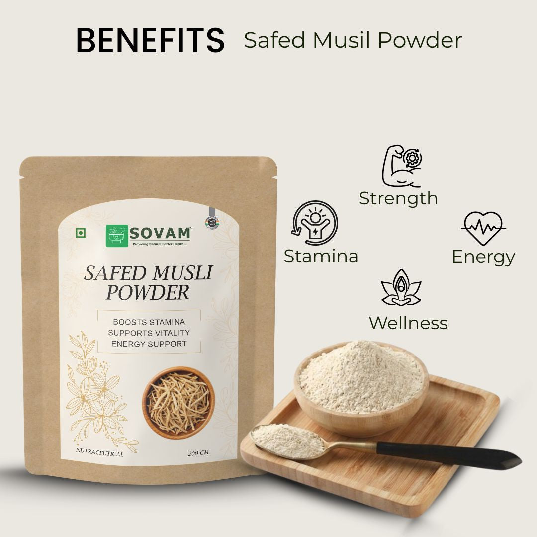 Sovam Safed Musli Powder (Chlorophytum borivilianum) 200g