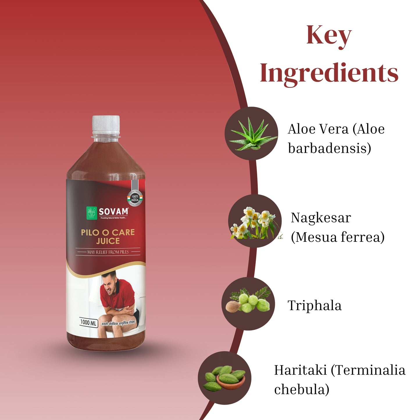 Piles Care Juice by Sovam | Herbal Relief (1L)