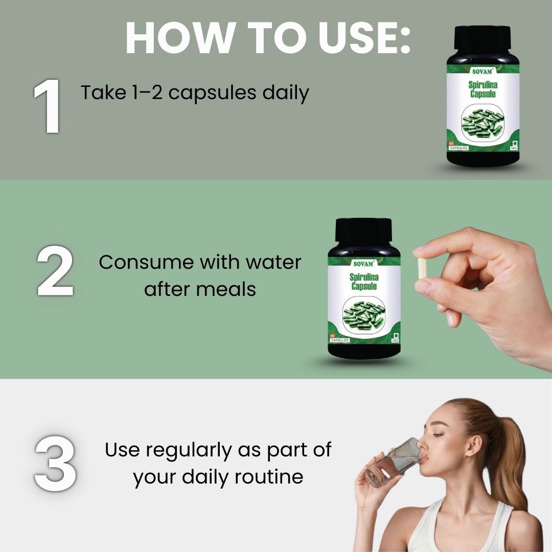 Sovam Spirulina Capsules 60 Caps – Plant Protein & Superfood Nutrition