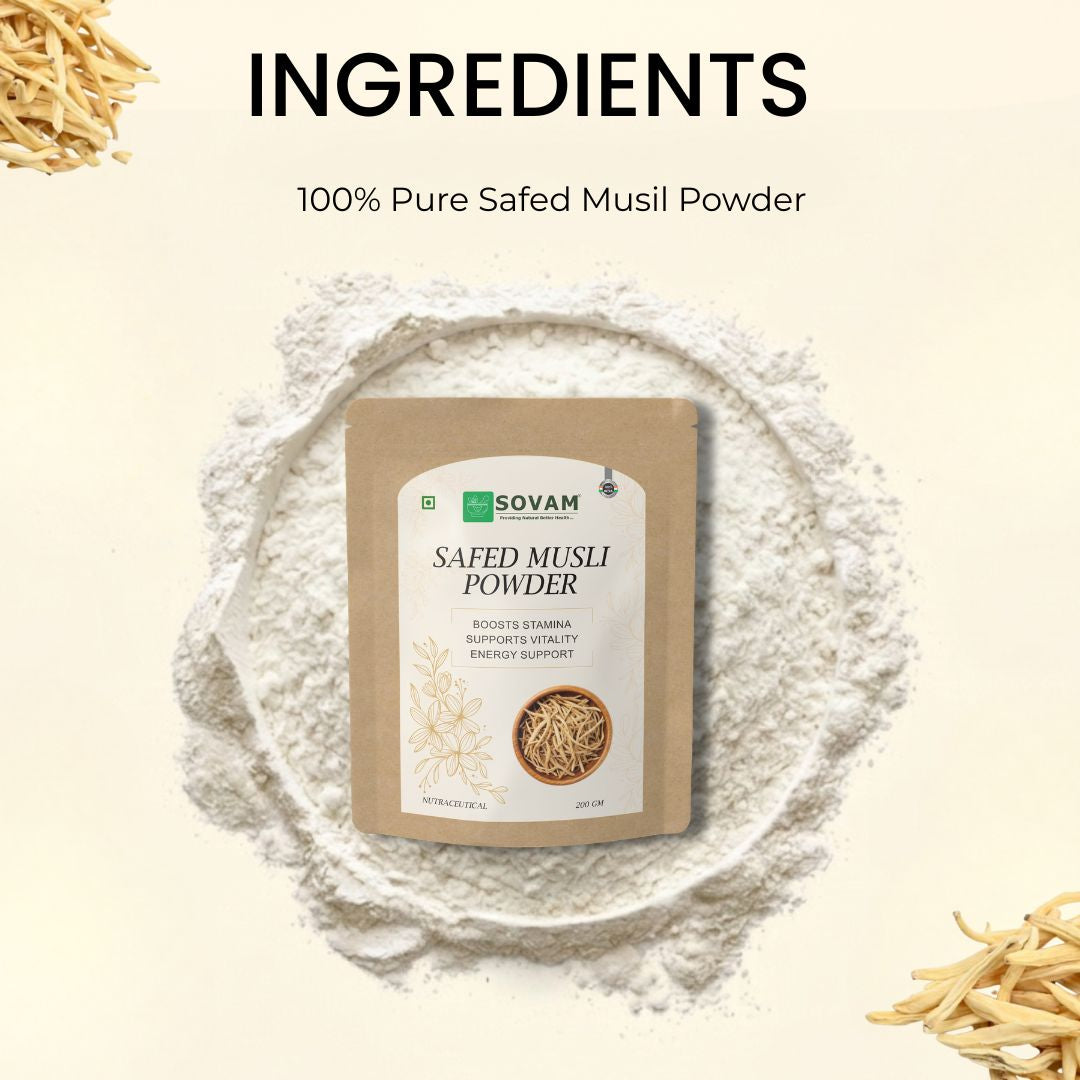 Sovam Safed Musli Powder (Chlorophytum borivilianum) 200g