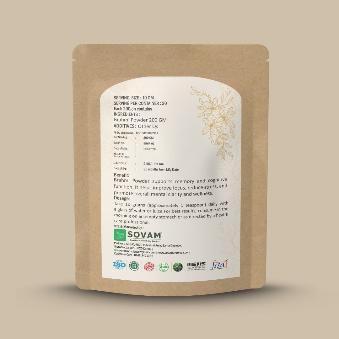 Sovam Brahmi Powder (Bacopa monnieri) 200g