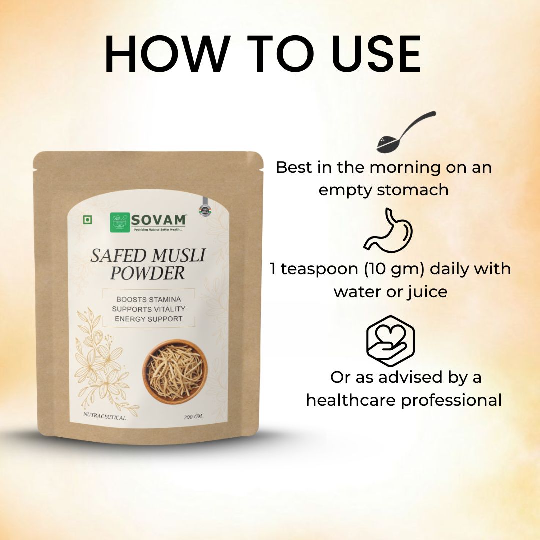 Sovam Safed Musli Powder (Chlorophytum borivilianum) 200g