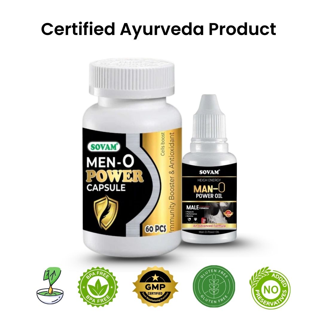 Sovam Man O Power Combo – Capsules (60 Caps) & Herbal Oil (30 ml) | Men’s Vitality Support
