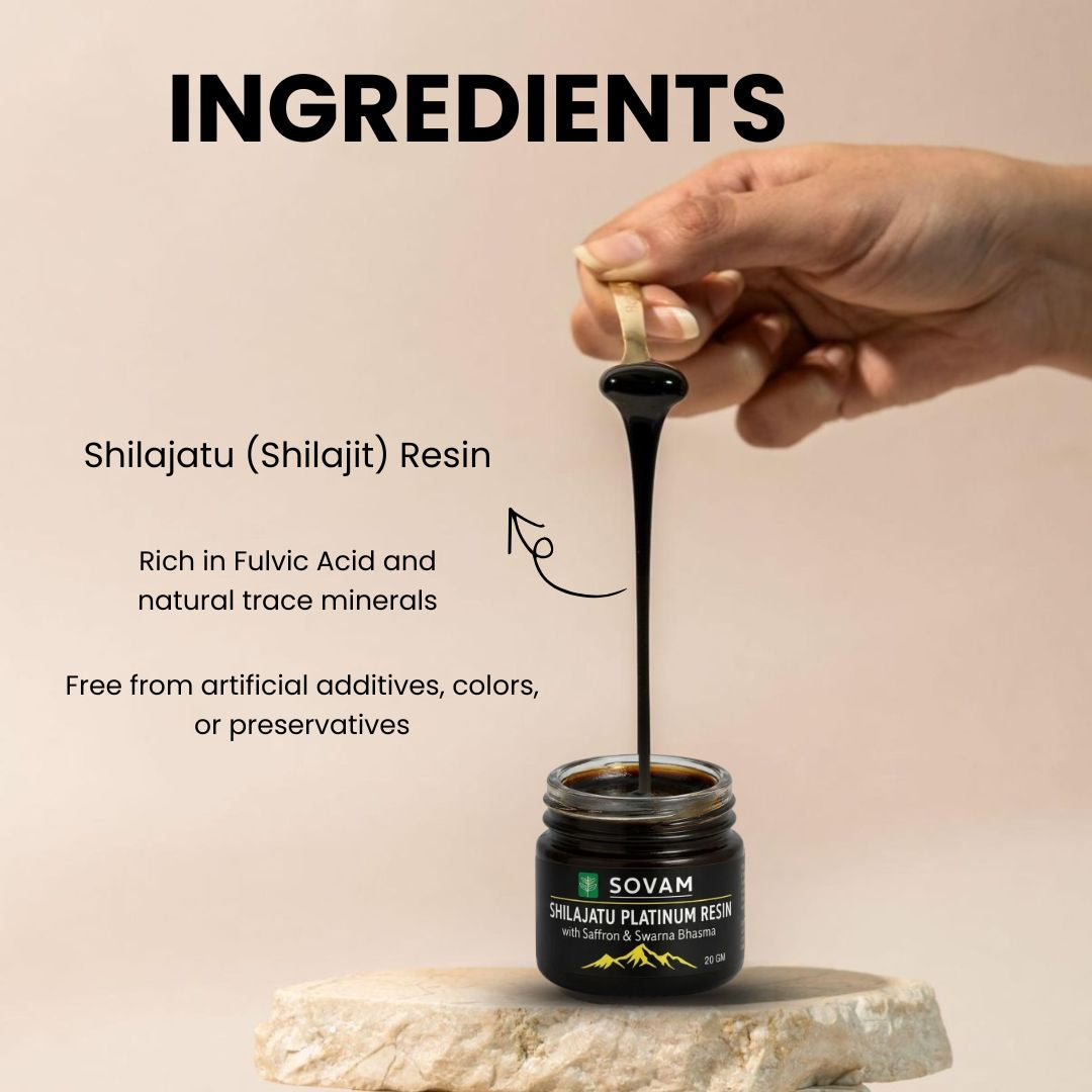 Sovam SHILAJATU PLATINUM RESIN 20gm – Pure Himalayan Wellness Support