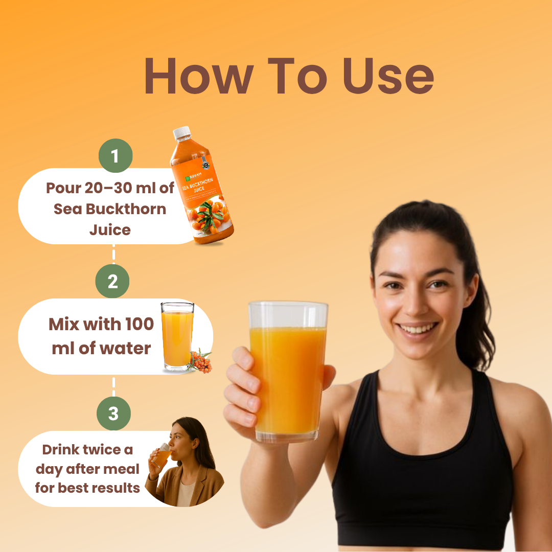 Sovam Sea Buckthorn Juice 1000ml | Himalayan Superfruit Drink | Natural Antioxidants | Plant-Based Wellness