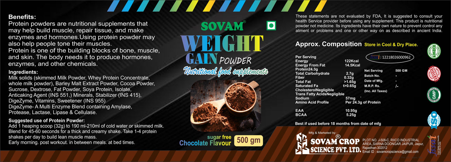 Weight Gain Powder Ayurvedic Powder 500GM | Sovam Ayurveda