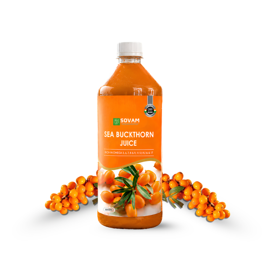 Sovam Sea Buckthorn Juice 1000ml | Himalayan Superfruit Drink | Natural Antioxidants | Plant-Based Wellness